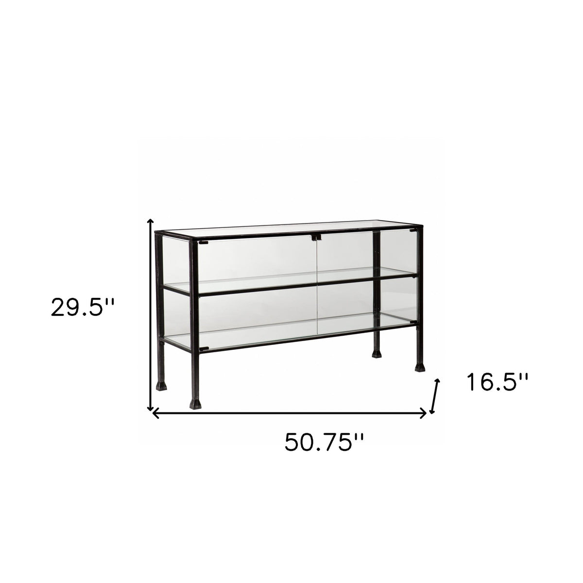HMS Industrial Rustic Black Glass Double Door Cabinet Extendable Mid-Century Wine Cabinet Home Stainless Steel Home Furniture