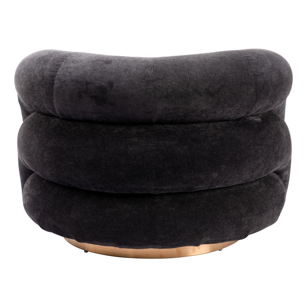 HMS 37 Black and Gold Faux Shearling Arm Chair with Upholstered Accent Elegant Living Room Furniture