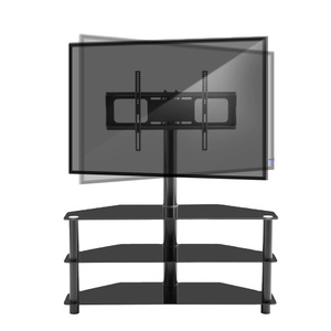 Black Multi-function TV Stand Height Adjustable Bracket Swivel 3-Tier for Living Room Furniture