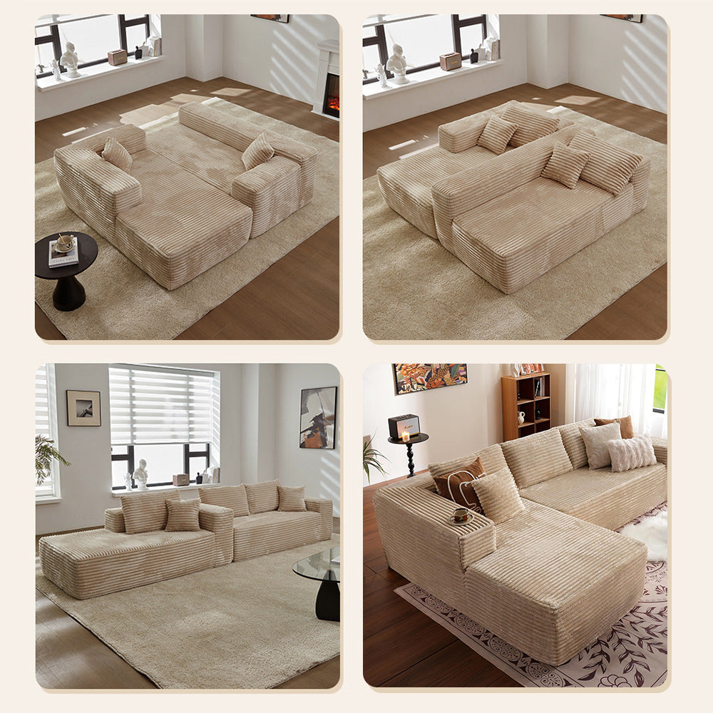 TikTok Popular 107 Inch Fluffy Cloud Sofa Sectional L Shape with Chaise Oversized Modular Corner Couch
