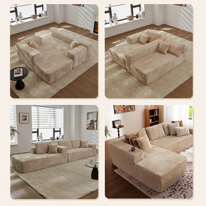TikTok Popular 107 Inch Fluffy Cloud Sofa Sectional L Shape with Chaise Oversized Modular Corner Couch