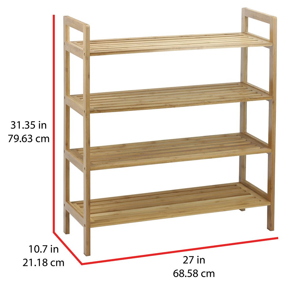 4-Tier Natural Bamboo Shoe Rack
