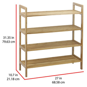 4-Tier Natural Bamboo Shoe Rack