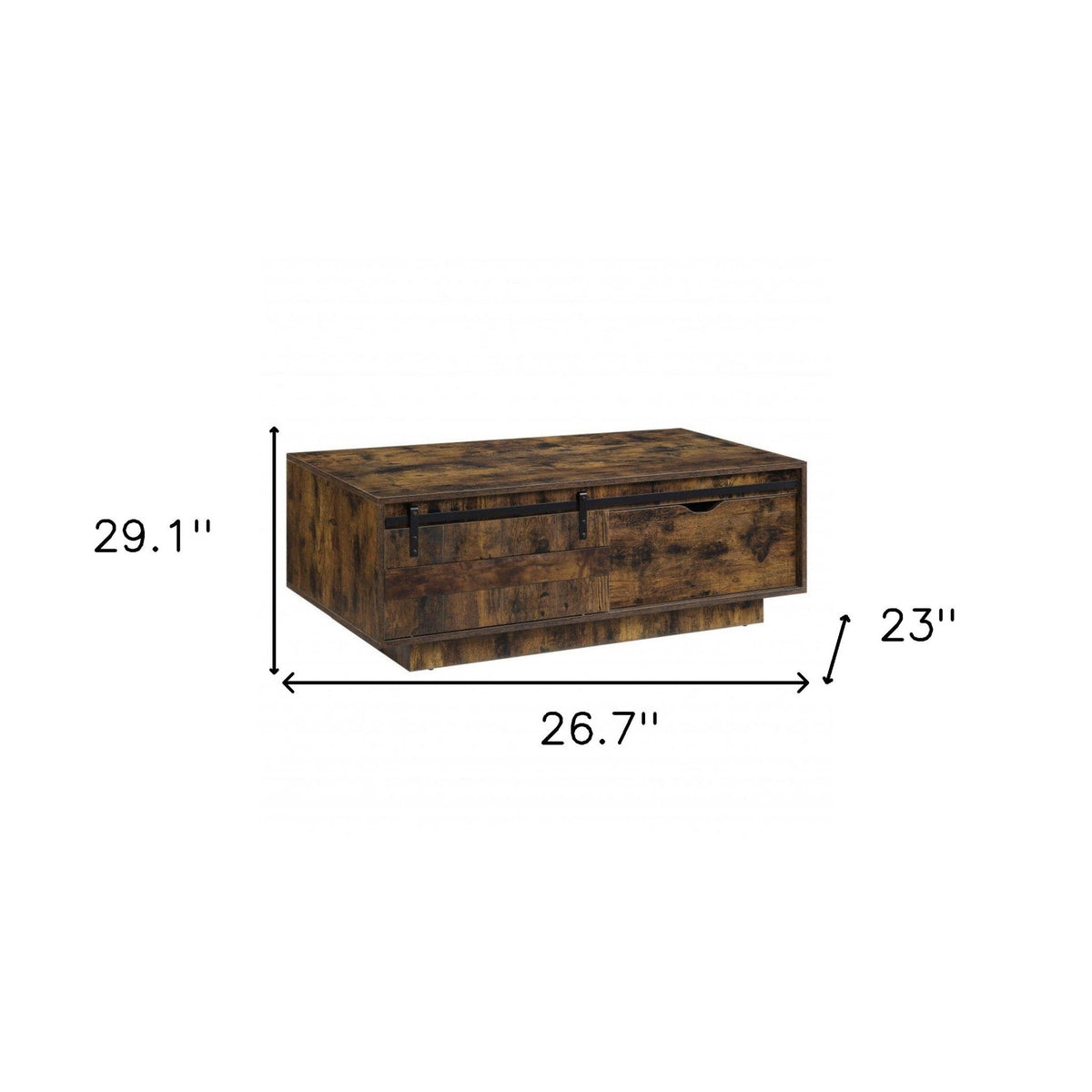 HMS 47\" Coffee Table with Drawer and Shelf Brown and Black Melamine Veneer Wood Material
