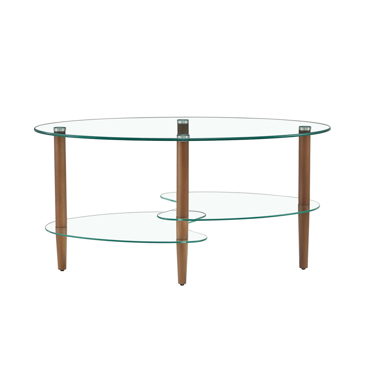 Transparent Oval Brown Tempered Glass Console Tables Three Layer Tea Table for Living Room Furniture