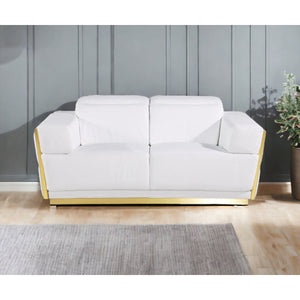 HMS 70 White Silver Italian Leather Chesterfield Loveseat High-End Home Furniture for Living Rooms Genuine Leather Sponge
