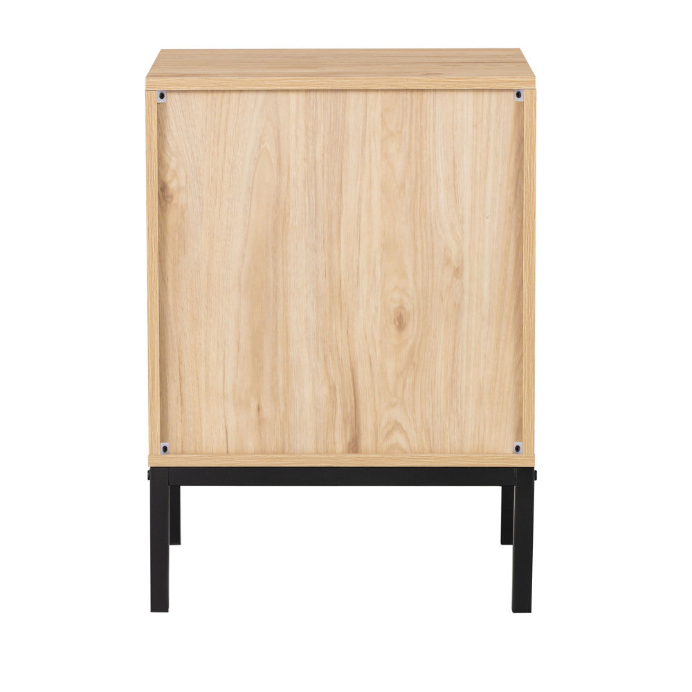 Set of 2 Rectangle Rattan Bedside Table Nightstand  with Drawer 2