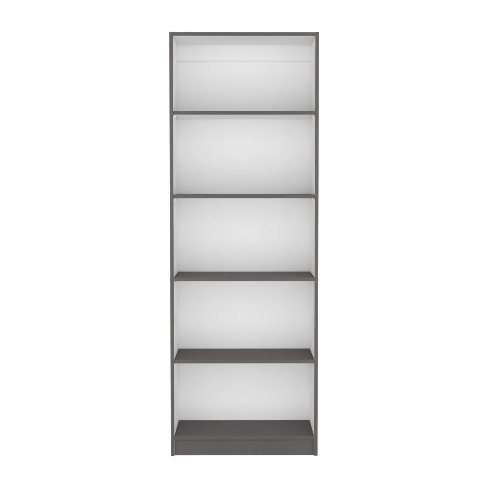 Benzoni Office 4-Shelf Bookcase in Matt Gray/White Color