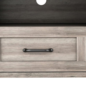 HMS 70 Modern Minimalist Gray Wood Enclosed and Open Storage LED TV Stand for Farmhouse Living Room Cabinet