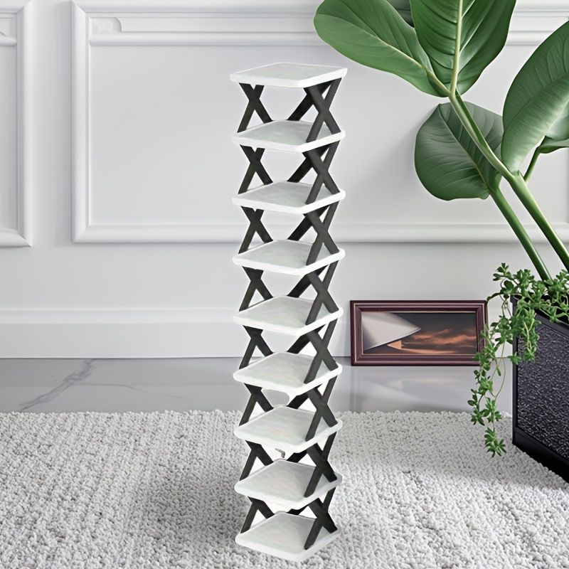 9-Layer Vertical Shoe Rack Space-Saving Easy Assemble Plastic Shoe Shelf for Entryway Closet Dorm Bathroom