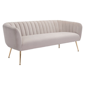 HMS 70 Beige Velvet Chesterfield Sofa Gold Legs Contemporary L-Shape Design Convertible Home Furniture Use Genuine Leather