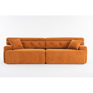 LY-029 Orange 4-Seater Combined Sofa Wood Grain Chenille Fabric Full Sponge Compression Orangutan Home Furniture Apartment FCJ"