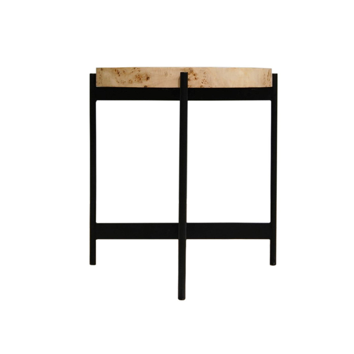 HMS 22\" Black and Brown Wood and Metal Round End Table Stylish Coffee Table with Unique Color Combination