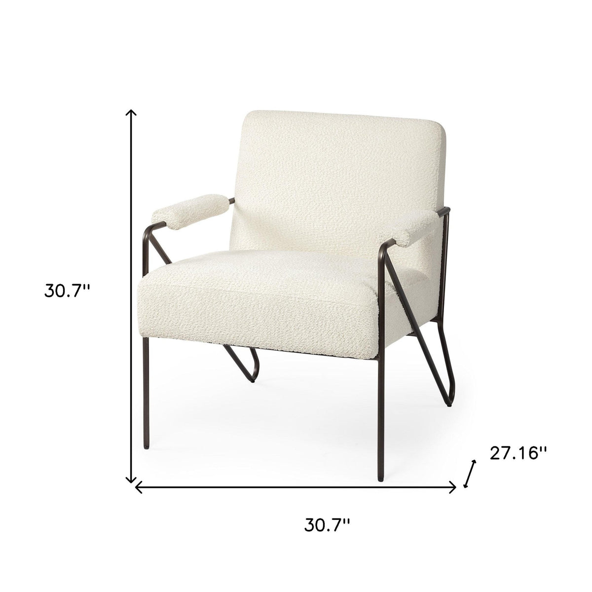 HMS 31 Off-White and Brown Fabric Arm Chair for Living Room