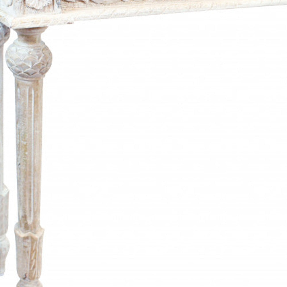 HMS 54\" Classic Antique Distressed Console Table White Solid Wood for Living Room Bedroom Hotel Farmhouse Home Decor