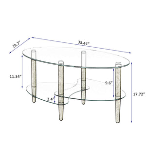 Transparent Oval Brown Tempered Glass Console Tables Three Layer Tea Table for Living Room Furniture