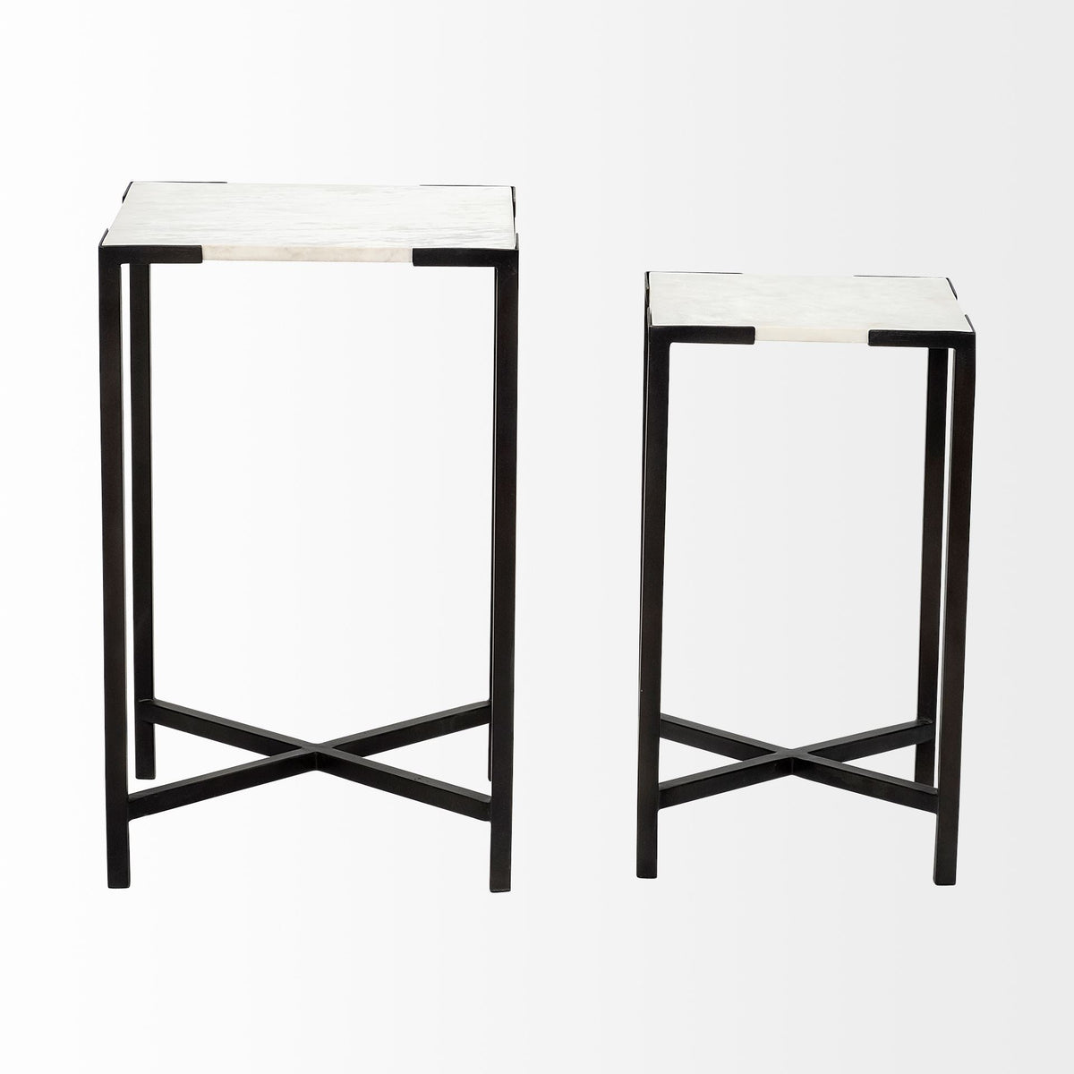 HMS 24\" Farmhouse-Style Marble End Table for Home Office Hotel Bedroom Entry Dining or School with Versatile Usage