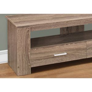 HMS 47\" Deep Taupe Oak TV Stand Traditional-Modern Open Shelving Console for Home Furniture Living Room Cabinet