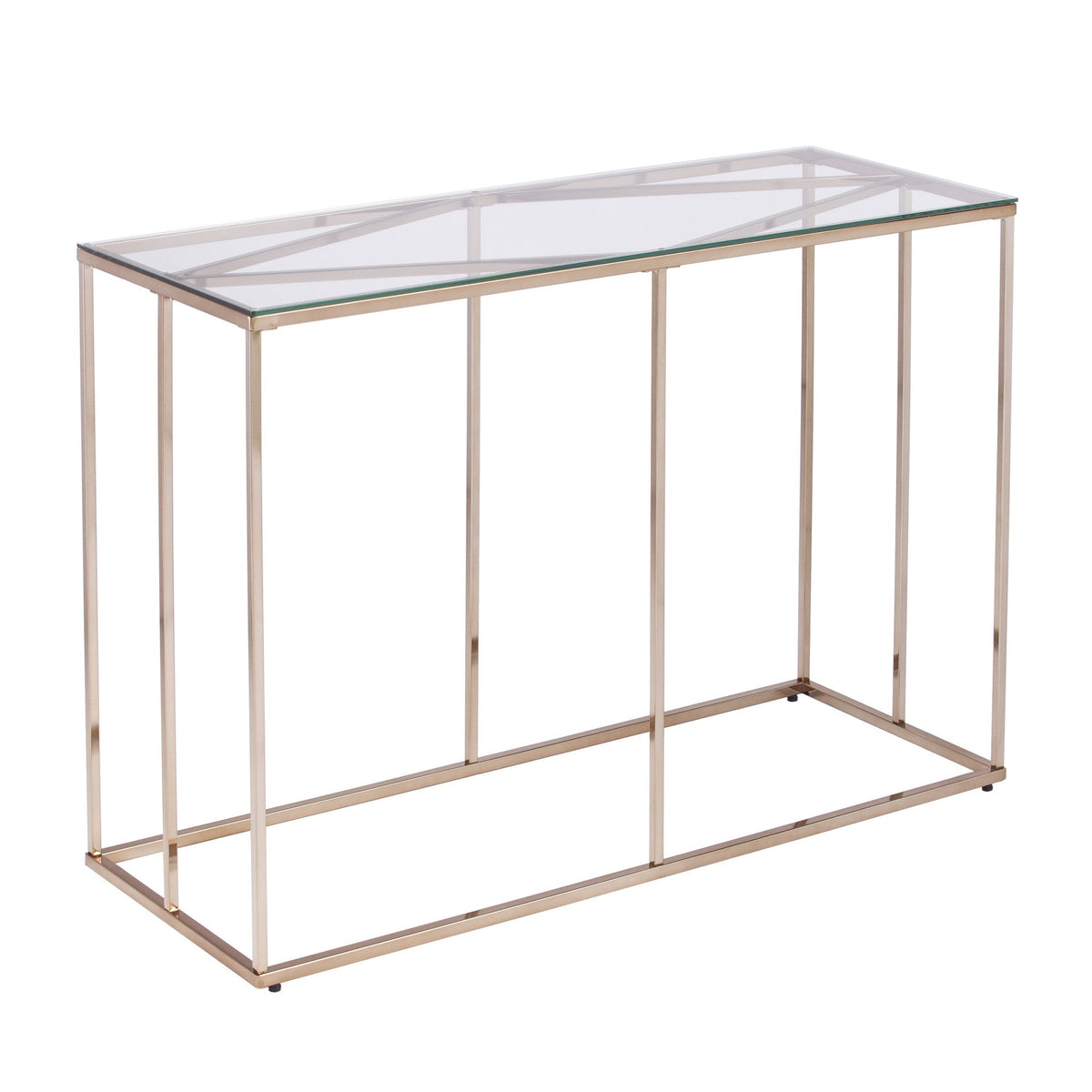 HMS 42\" Console Table Clear Gold Glass Frame Mirrored Accent for Entry Living Room Bedroom Hotel Decoration Rustic Iron Marble