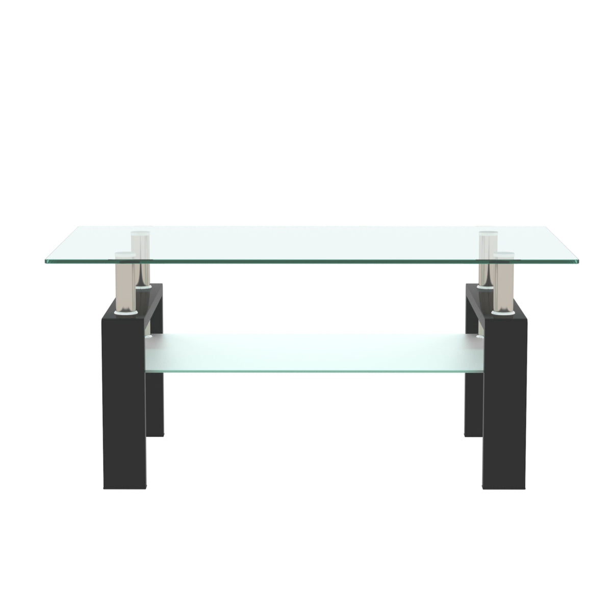 39.3 Inch Modern Glass Top Selling Tea Table with Drawer , 2 Tier Coffee Table Stainless Steel Frame