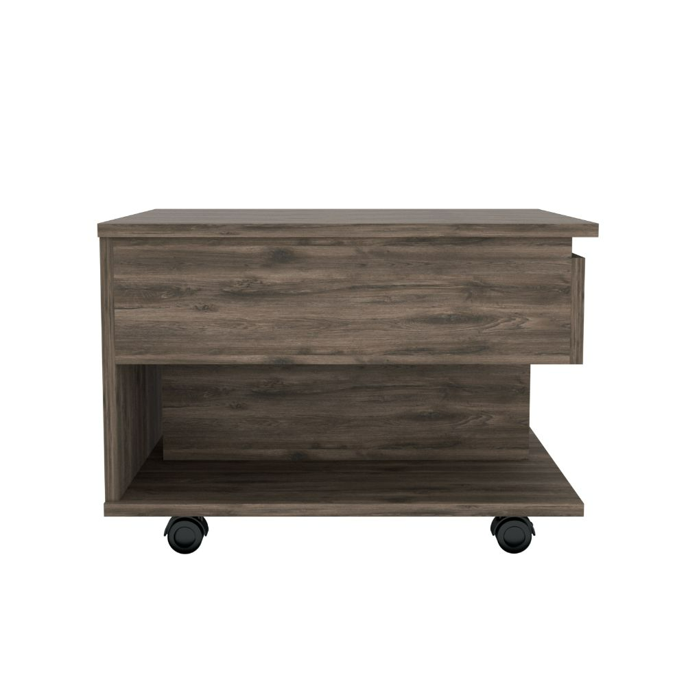 Lift Top Coffee Table, Casters, One Shelf, Dark Brown