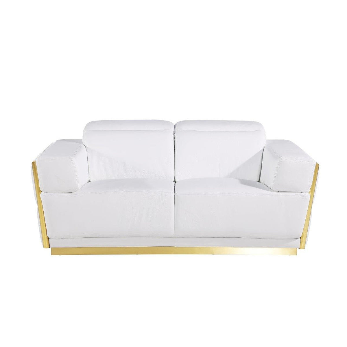 HMS 70 White Silver Italian Leather Chesterfield Loveseat High-End Home Furniture for Living Rooms Genuine Leather Sponge
