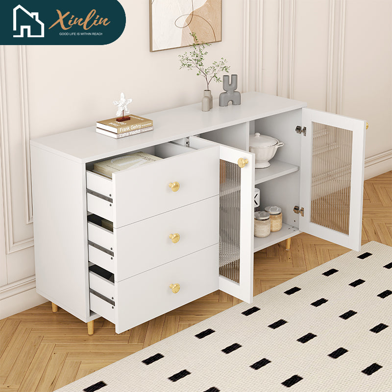 Frees Shipping Modern Minimalist Solid MDF Wood Side Cabinets Stylish Storage Lockers for Kitchen Dining Living Room Spaces