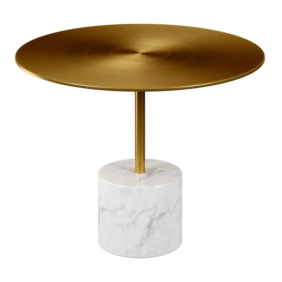 HMS 17\" Gold and White Steel and Stone Round Coffee Table Elegant Indoor Living Room Furniture for Home Use