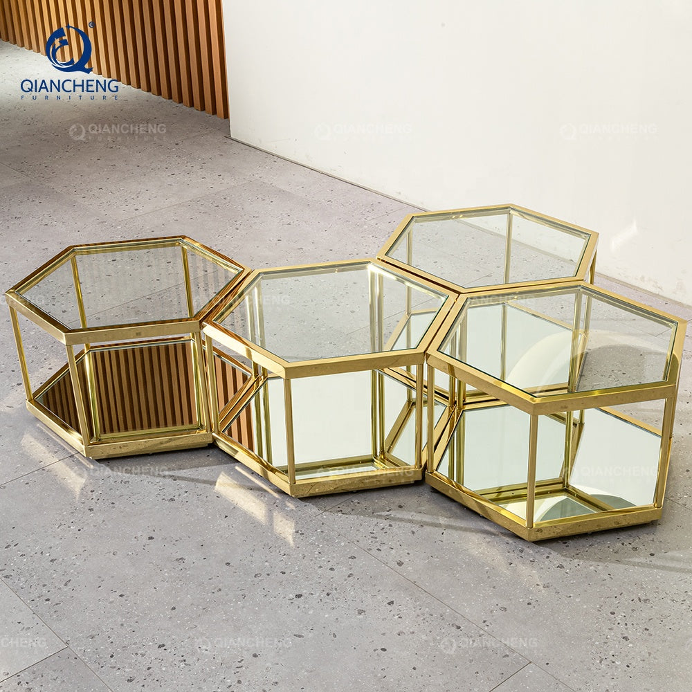 China Town Furniture Combination Honeycomb Ss Center Coffee Side Tea Table Manufacturer China Wholesale Side Table Set of 4