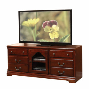 HMS 58\" Brown Wood and Glass TV Stand with Enclosed and Open Storage for Home Entertainment