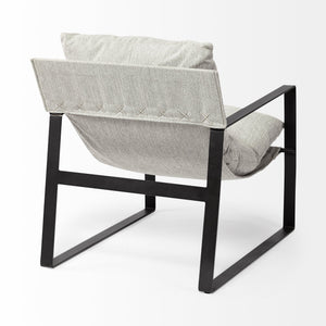 HMS 35 Wingback Chair in Gray and Black Fabric Elegant Living Room Furniture