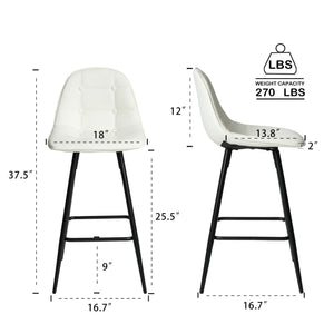 Counter Stools,Set of 2 Bar Stools with Back and Footrest, Modern Metal Counter Height Barstools for Kitchen Home Bar