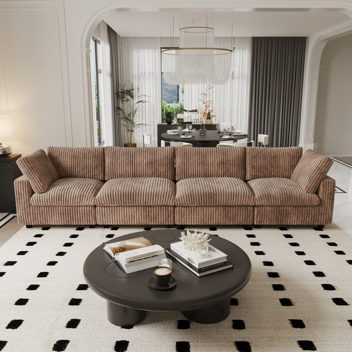 ATUNUS US in Stock Drop Shipping Sofa American Classic Living Room Furniture Corduroy Modular Sectional Couch Sofa Sets