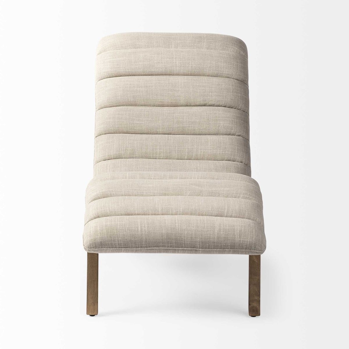 HMS 54 Cream and Brown Fabric Tufted Lounge Chair for Living Room