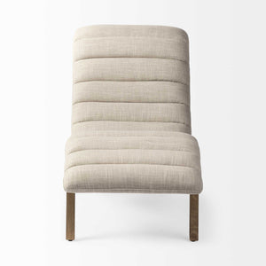 HMS 54 Cream and Brown Fabric Tufted Lounge Chair for Living Room