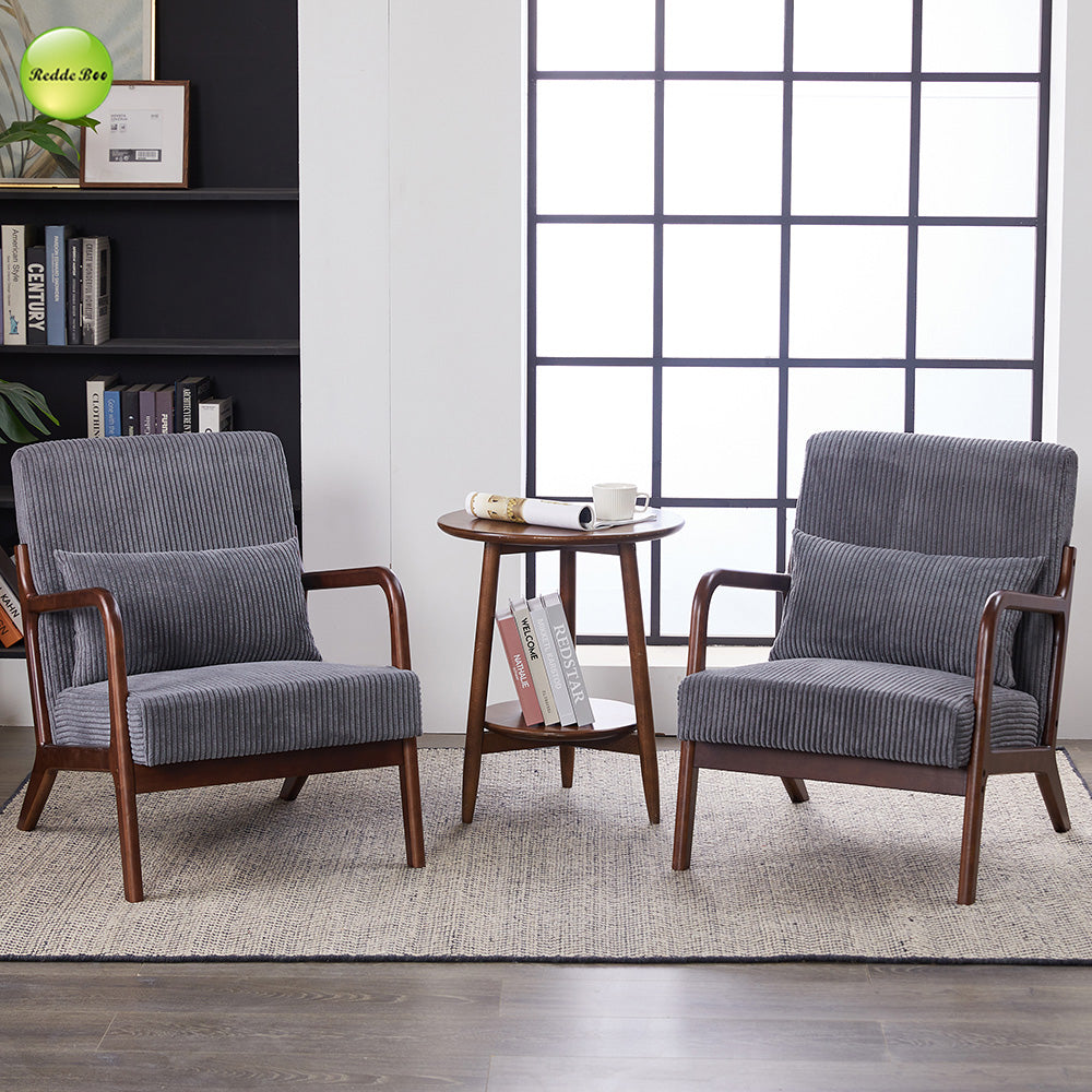 In Stock Modern Nordic Upholstered Accent Living Room Chair Solid Wood Lounge Chair For Coffee House Reading Room Armchair 5373