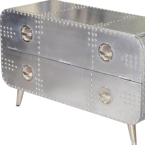 HMS 44\" Luxury Silver Aluminum Enclosed Storage TV Stand Modern Wood Living Room Furniture Table