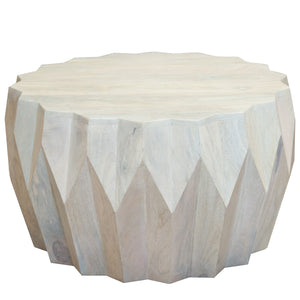 HMS 32\" Durable Block Coffee Table Off-White Solid Wood Traditional Antique Style Modern Simple Design for Living Room Tea Use