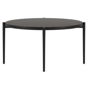 HMS 32\" Antique European Round Coffee Table Black Steel with Marble and Stone Finish for Living Room Furniture