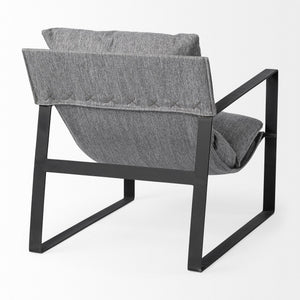 HMS 35 Wingback Chair in Gray and Black Fabric Elegant Living Room Furniture