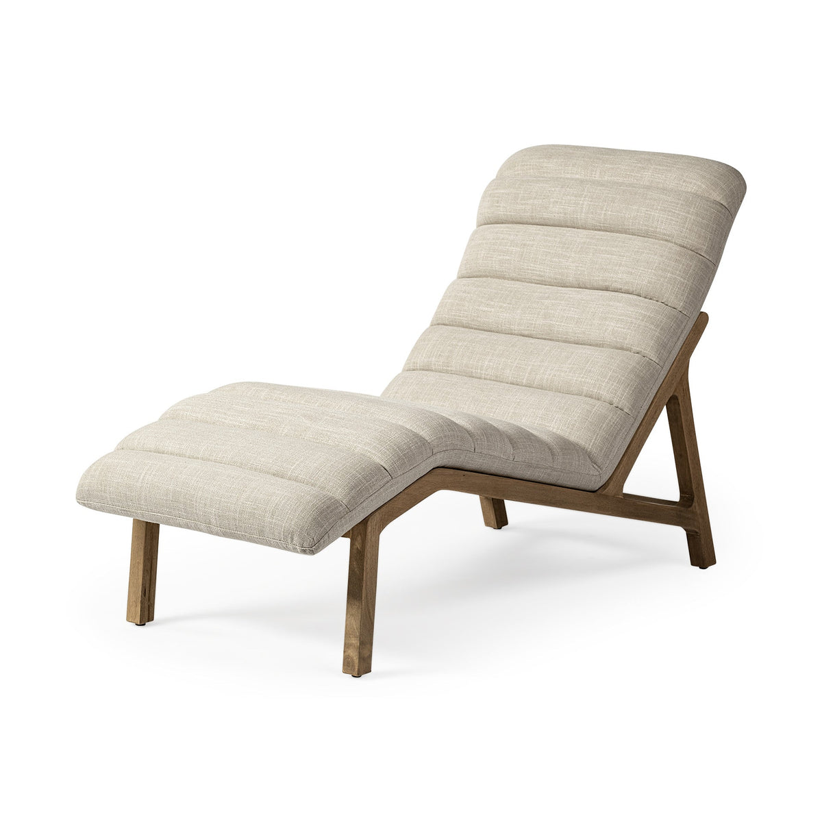 HMS 54 Cream and Brown Fabric Tufted Lounge Chair for Living Room