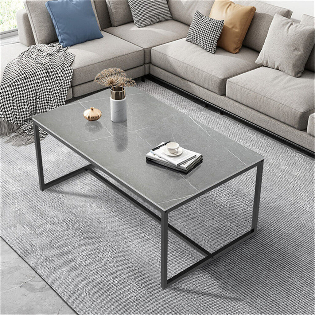 US Free Shipping Modern Living Room Center Furniture Coffee Table Marble Pattern Tea Table with Open Storage