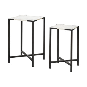 HMS 24\" Farmhouse-Style Marble End Table for Home Office Hotel Bedroom Entry Dining or School with Versatile Usage