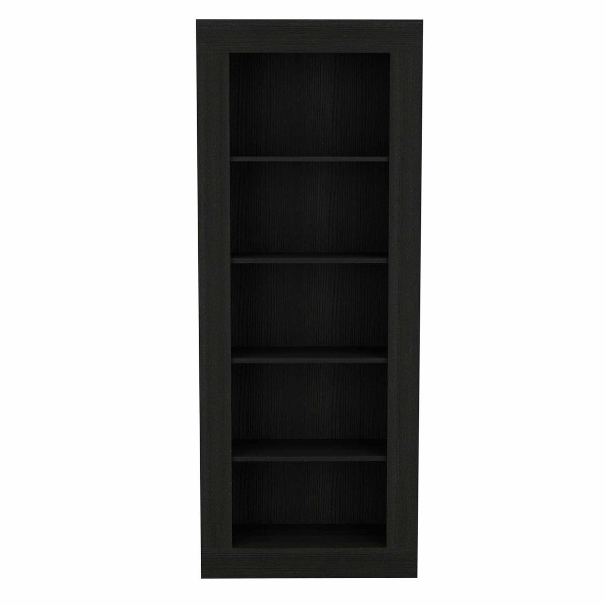 HMS Five Tier Black Bookshelf Rustic Oak Wood for Home Office Workshop Living Room Bedroom or School Use
