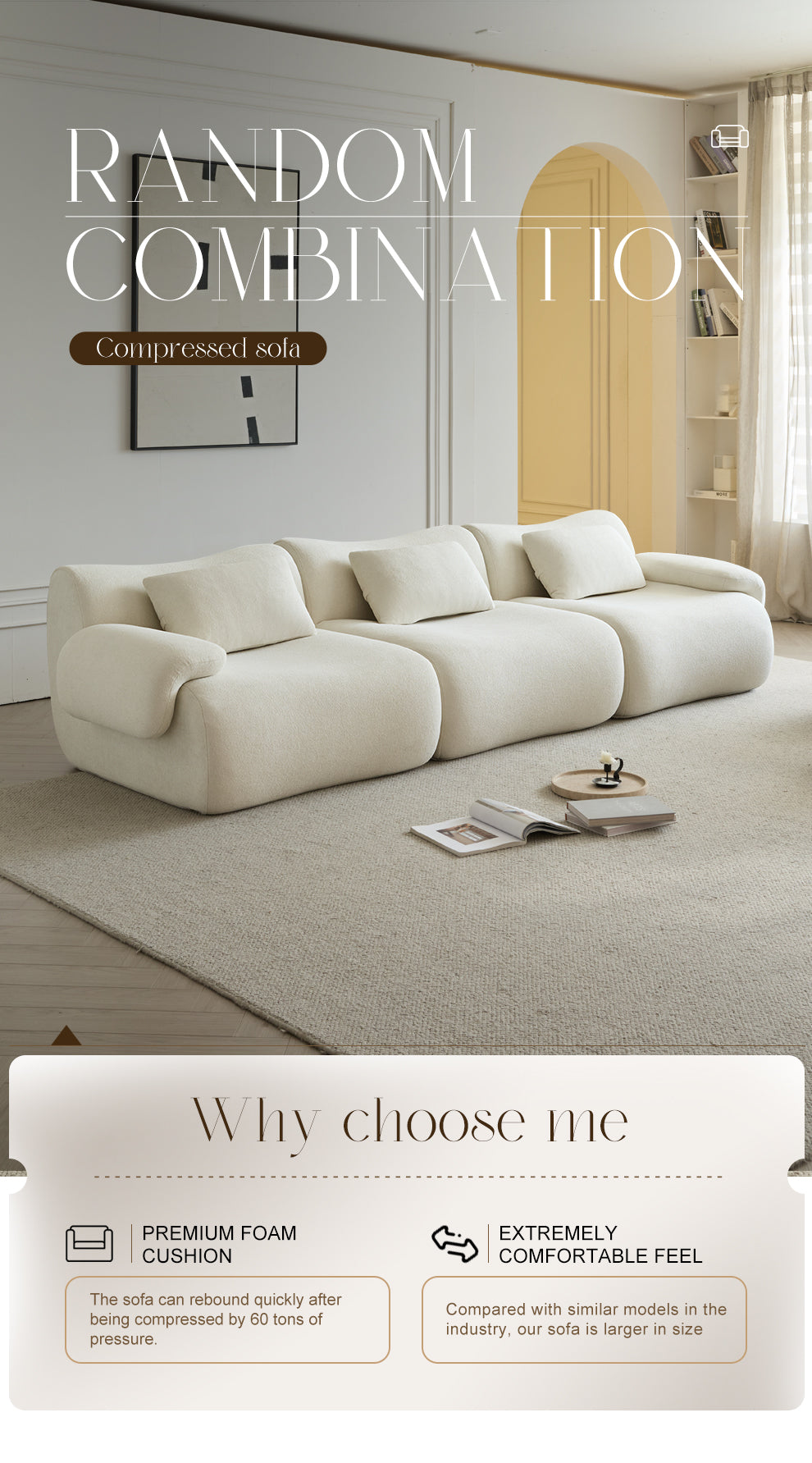 Vacuum Package Modular Foam Compressed Sofa Empty Modern Roll Sponge Compressed Sofa US Drop Shipping Furniture Compressed Sofa