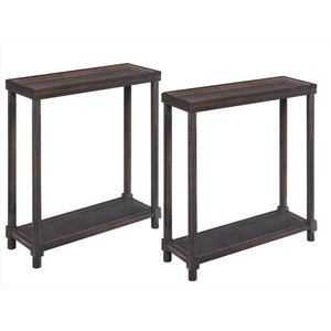 HMS 24\" Espresso Solid Wood End Tables with Shelf Set of Two Farmhouse Style Living Room and Entry Furniture