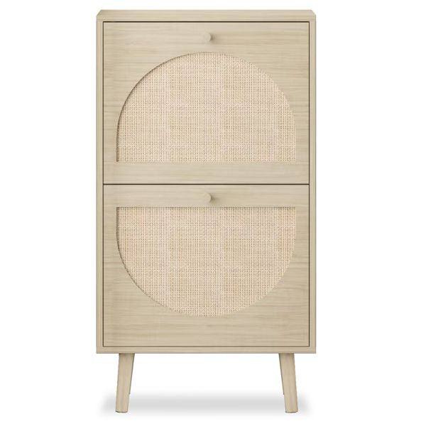 2 Drawers Rattan Shoe Cabinet Organize Your Shoes with an Elegant Storage Cupboard Unit