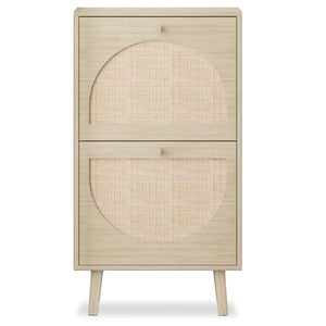 2 Drawers Rattan Shoe Cabinet Organize Your Shoes with an Elegant Storage Cupboard Unit
