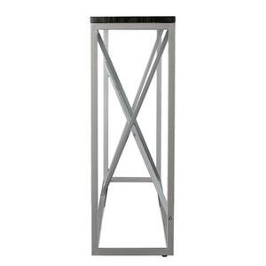 hms 52" Black and Silver Faux Stone Frame Console Table