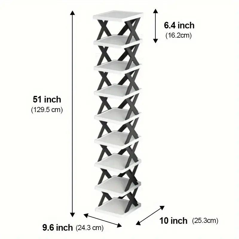 9-Layer Vertical Shoe Rack Space-Saving Easy Assemble Plastic Shoe Shelf for Entryway Closet Dorm Bathroom